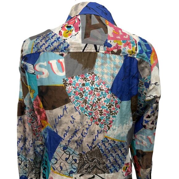 Gerard Darel Shirt Tunic Dress Size 8 Abstract Patchwork Print Silk Cotton - Picture 5 of 13